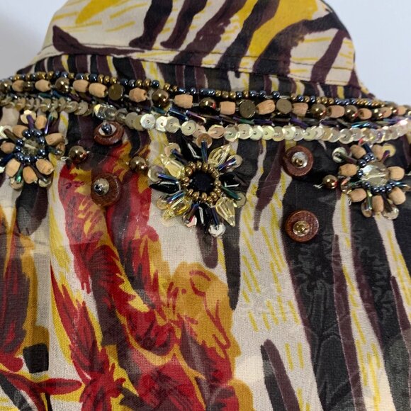 NWT $89 OCEAN BREEZE Embellished Tropical Zebra Swimsuit Coverup Tunic Dress Sm - Picture 6 of 13